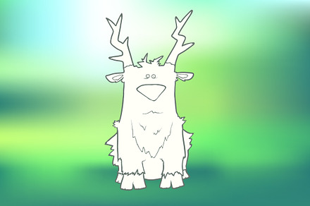 Hand-drawn sitting sad deer
