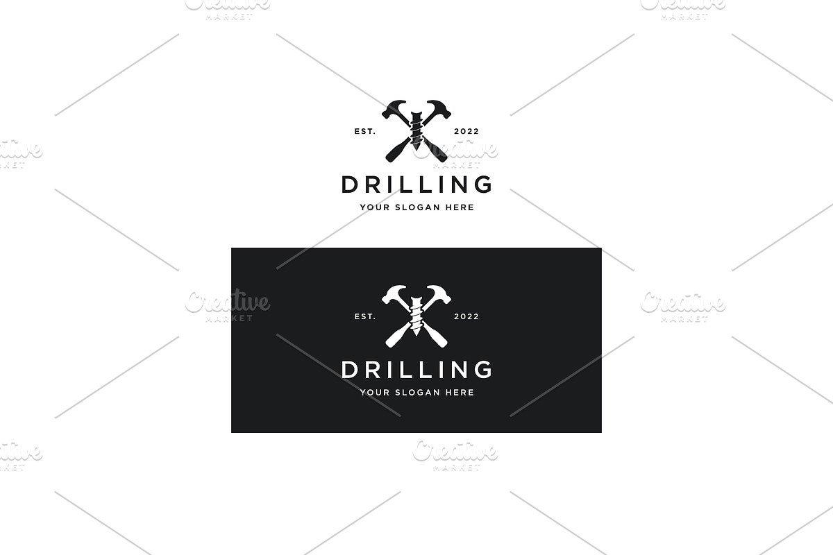 retro vintage drill or drilling indu, a Branding & Logo Template by LOGOCREATIVE
