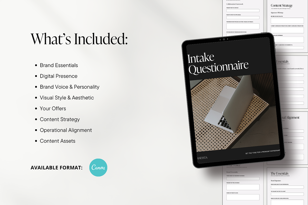 Client Intake Questionnaire Template for Social Media Managers | Editable Onboarding Form preview 2