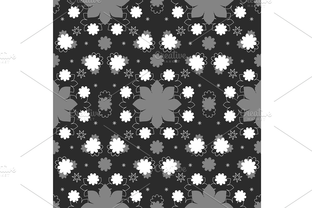 Repeating symmetrical floral pattern, an Object Illustration by okskukuruza