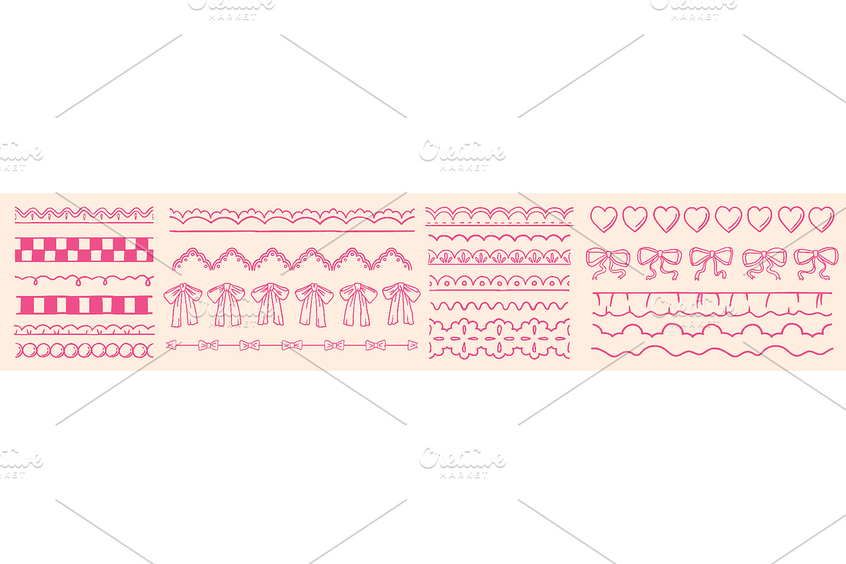 Hand-drawn decorative dividers set, a Decorative Illustration by Ksania