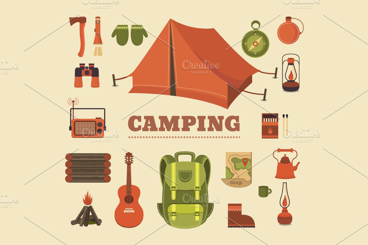 Camping illustrations and elements, an Illustration by Dasha Efremova (Photo 3 of 10)