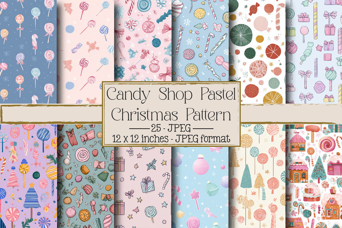 Candy Shop Pastel Christmas Pattern, an Illustration by DreamPrint404 (Photo 1 of 4)