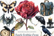 Watercolor Dark Gothic Core Clipart, an Illustration by Craft Nest (Thumbnail 1 of 6)