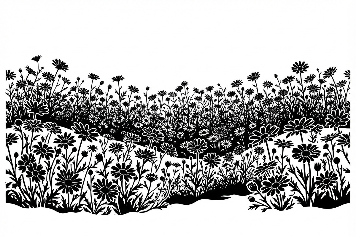60 Daisy Flower Field Silhouette, a Seasonal Illustration by Amazin_art (Photo 27 of 35)