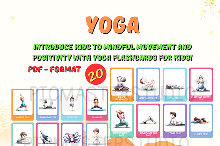 20 Mindful Moments: Yoga Flashcards, an Education Illustration by John_Walker