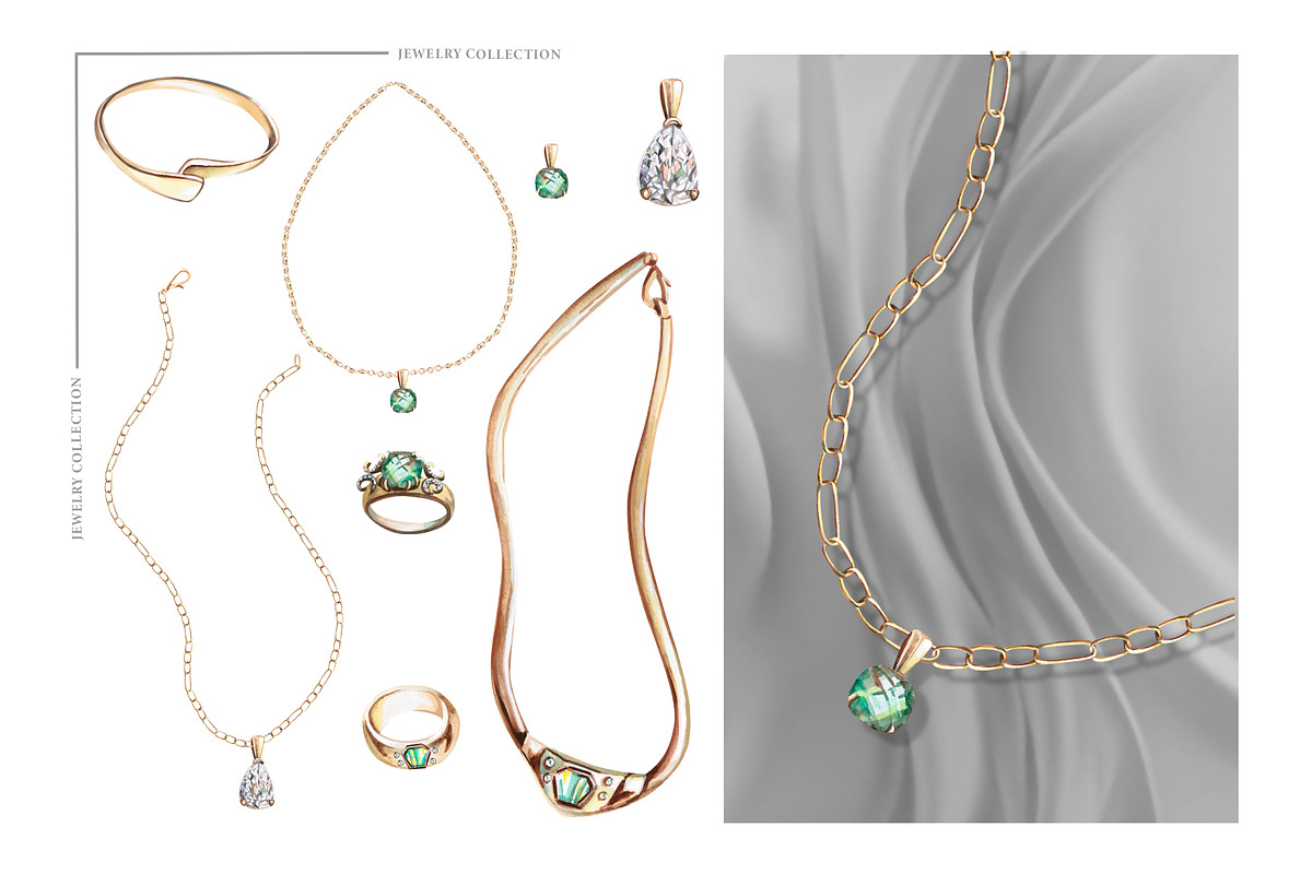 Jewelry Collection,watercolor, a Decorative Illustration by SvetLana (Photo 3 of 12)