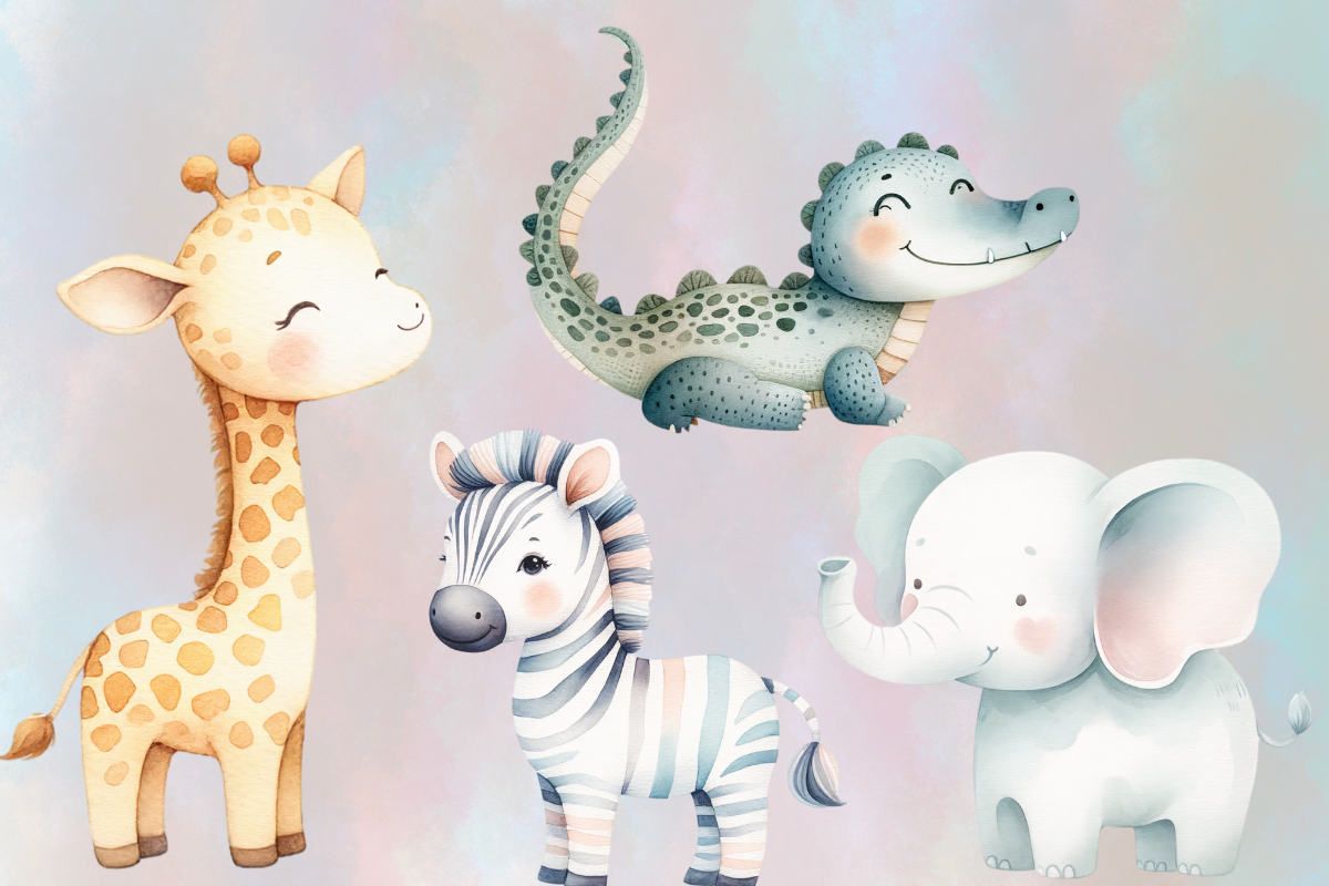 Watercolor Safari Animals Clipart, an Object Graphic by Agnesagraphic (ID 95) (Photo 8 of 12)
