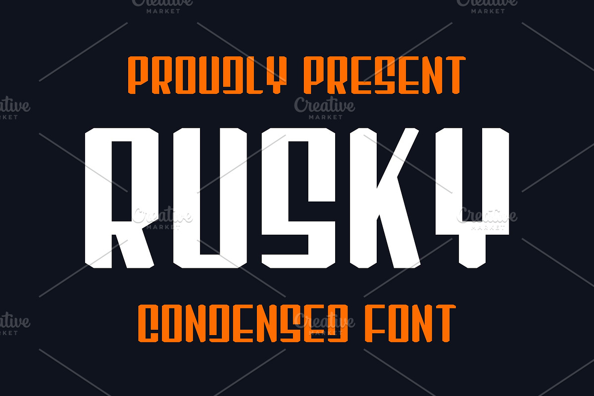 Rusky - Condensed Sport Font, a Sans Serif Font by Artiveko (Photo 1 of 4)