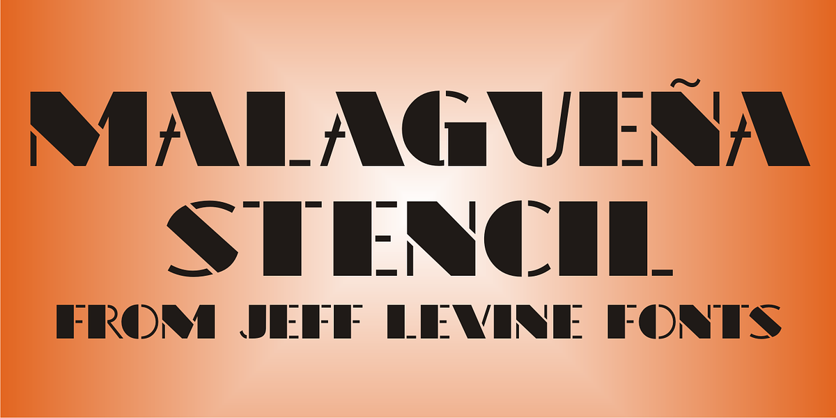 Malagueña Stencil JNL, a Sans Serif Font by Jeff Levine Fonts