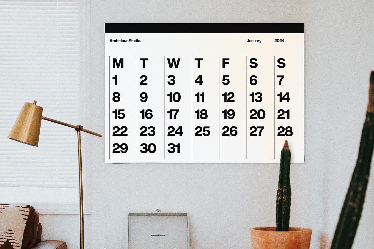 2024 Minimal A1 Helvetica Calendar, a Stationery Template by Ambitious Studio (Photo 1 of 3)