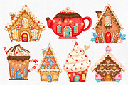 Christmas Gingerbread Houses Clipart, an Illustration by BonbonnyDesigns (Thumbnail 2 of 4)