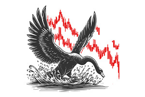 Black Swan Crashing Stock Chart, a Finance Illustration by AlexArt