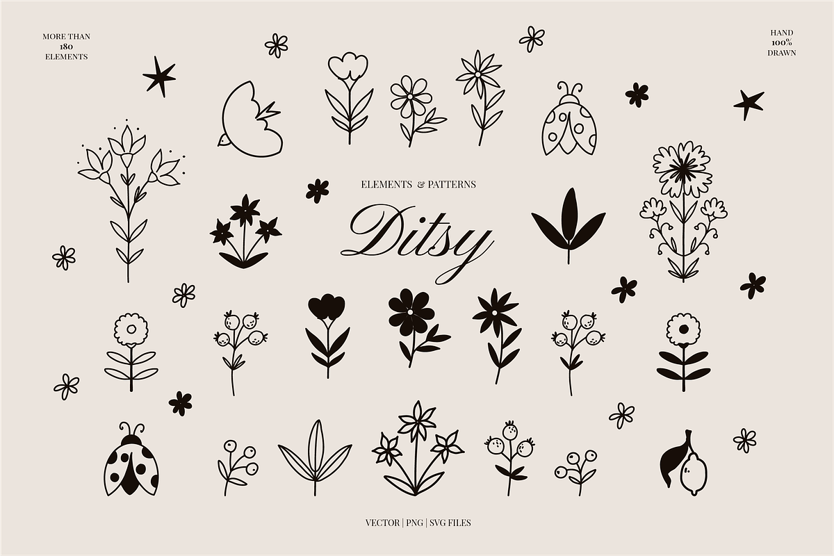 Vintage ditsy art & Floral patterns, a Decorative Illustration by Summer Nightingale Art (Photo 9 of 19)