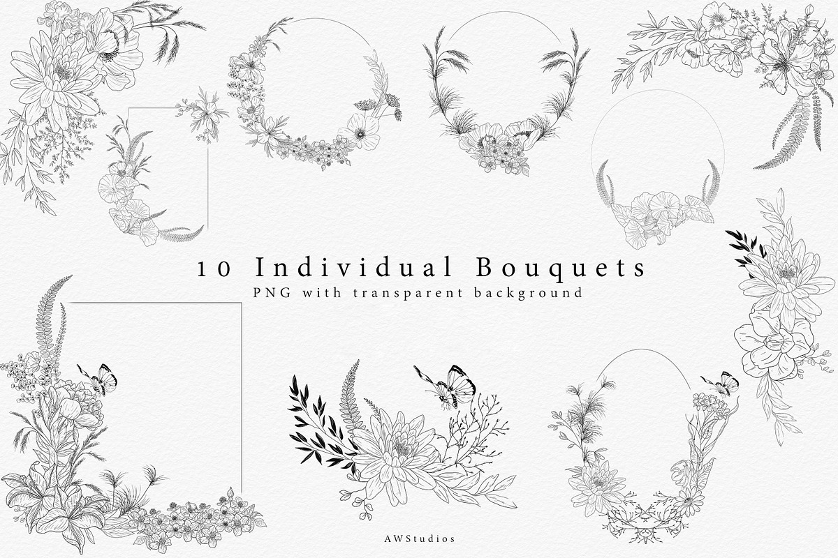 Procreate Wildflower Floral Line Art, a Brush Add-On by AW Studios (Photo 3 of 4)