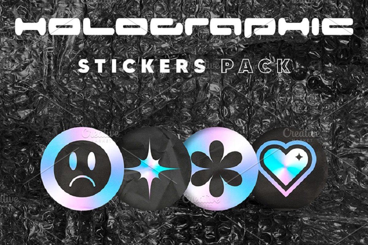 Holographic Sticker Pack, an Object Graphic by Kojaif (Photo 1 of 3)