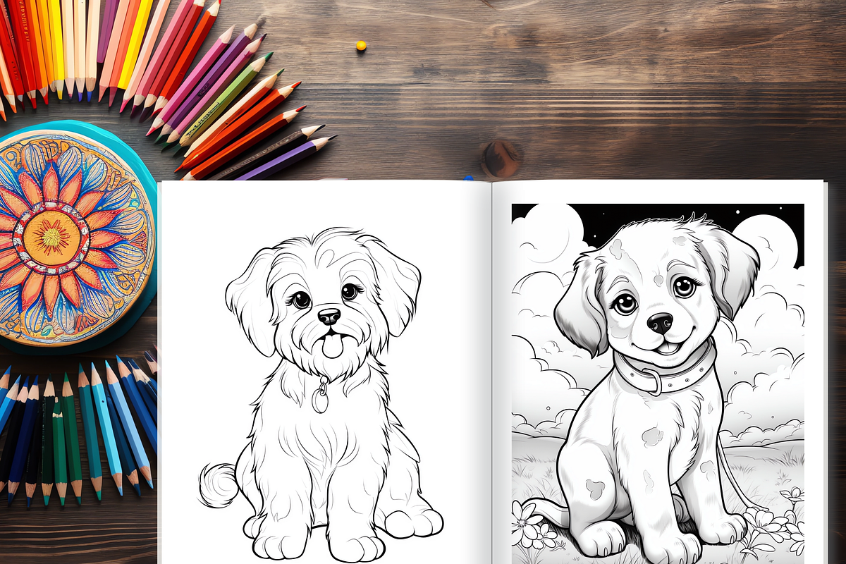 Puppy Coloring Pages for Kids, a Brochure Template by LA Design (Photo 5 of 10)
