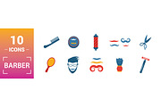 Barber Flat Icon Set, an Object Graphic by Aimagenarium@gmail.com (Thumbnail 2 of 3)