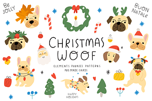 Christmas woof. Cute dogs collection