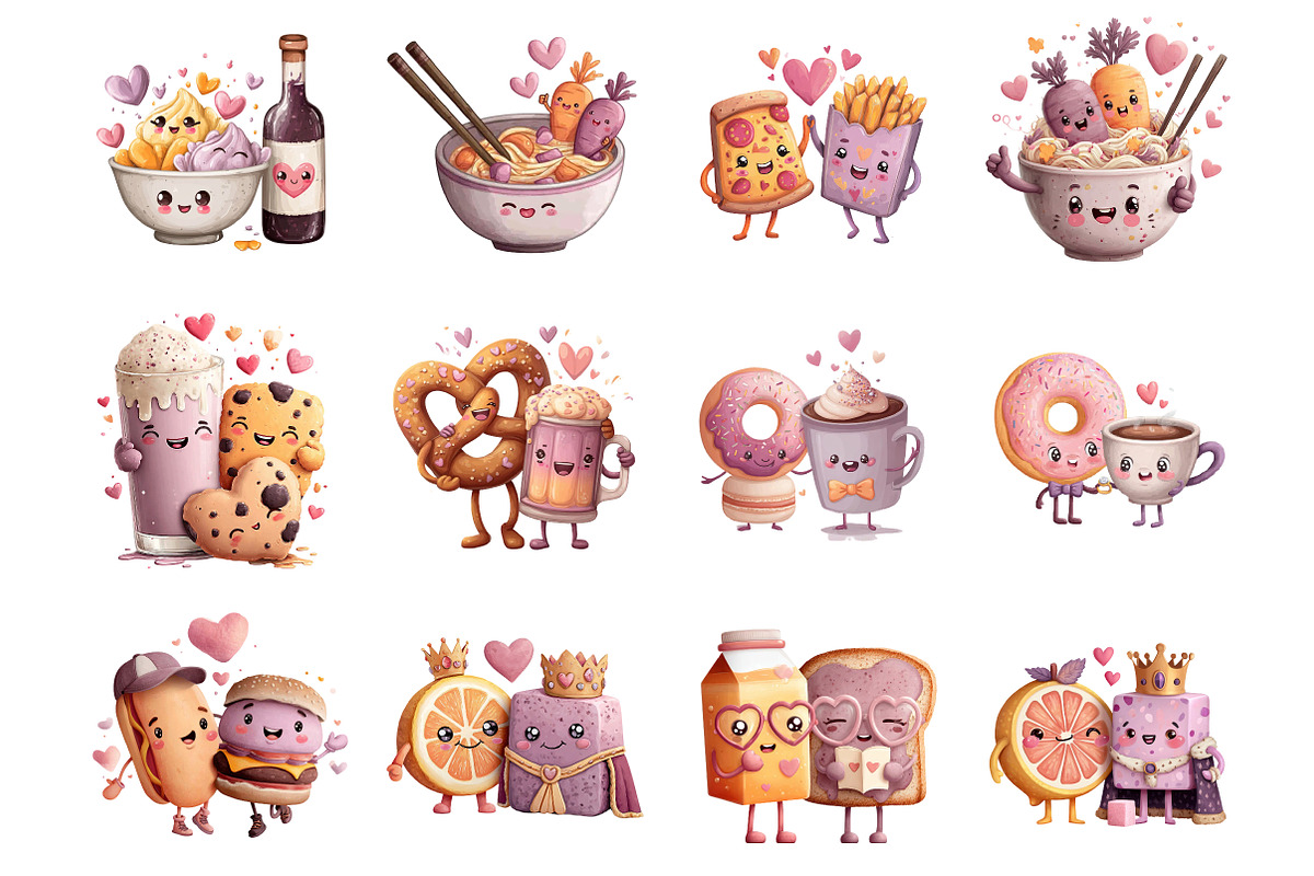Valentine Food Pairs Clipart, an Illustration by DreamArtGraphic (Photo 2 of 4)
