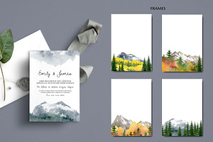 Watercolor Fall Mountain Clipart