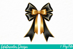 Halloween Coquette bow png, an Illustration by Watercolor design
