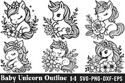 Baby Unicorn SVG Bundle, an Object Illustration by Libby Wishes (Thumbnail 1 of 4)