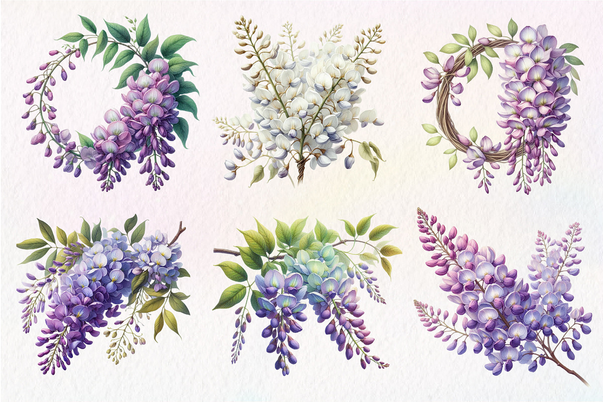 Wisteria Floral Garden Clipart, an Illustration by Dream Creation (Photo 3 of 7)
