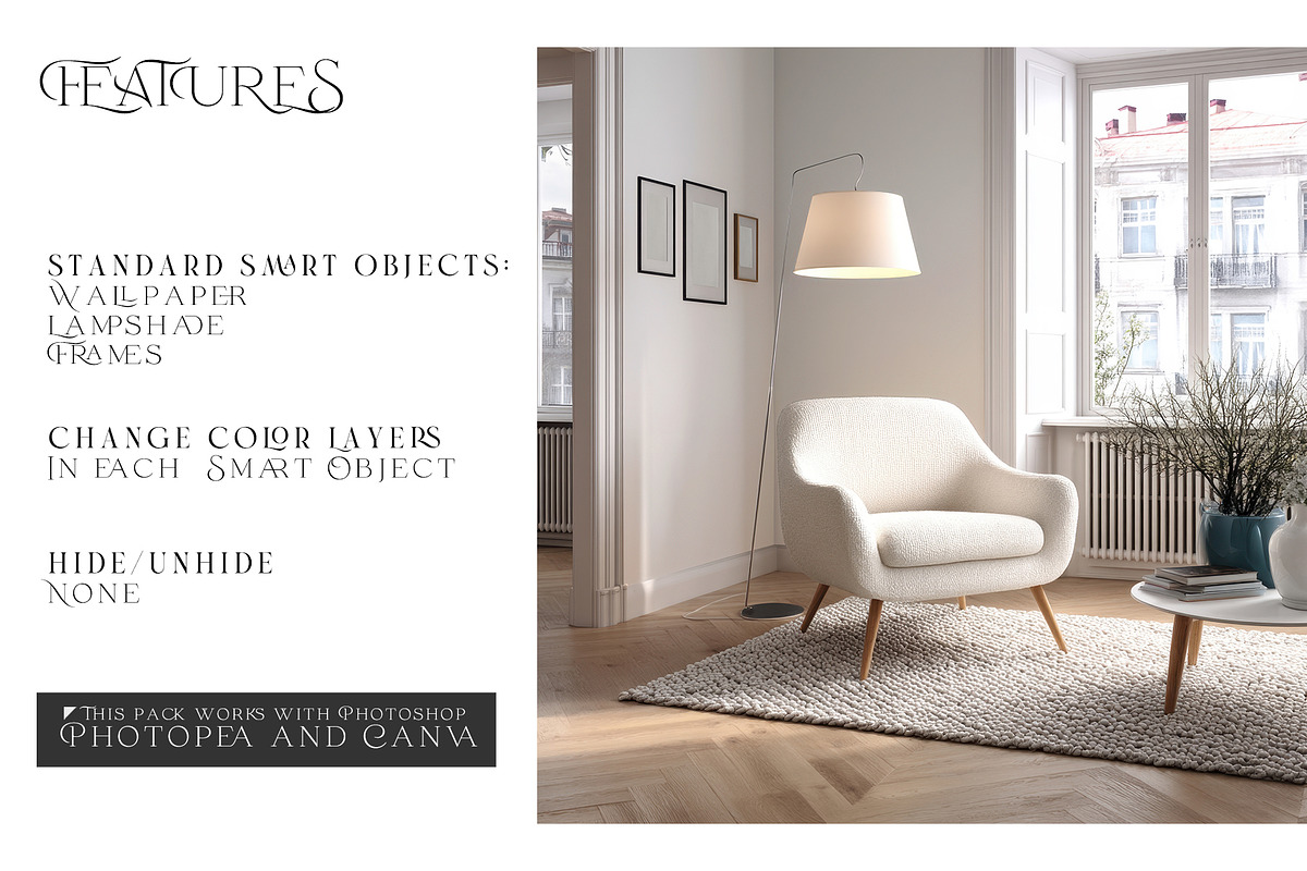 Living Room Wallpaper Mockups, a Product Mockup by mock-ups (Photo 3 of 11)