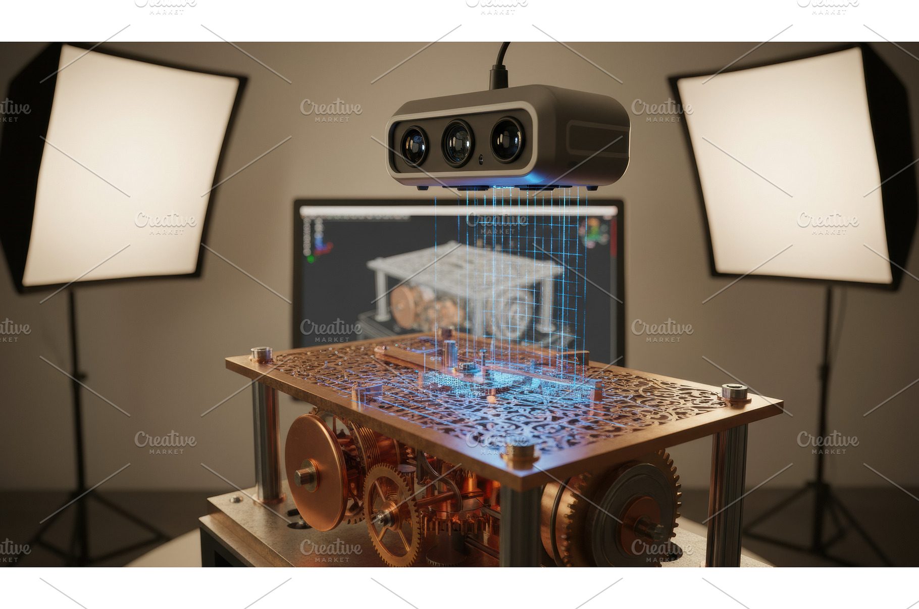 Industrial 3D scanner capturing the, a Technology Photo by Igor Tichonow