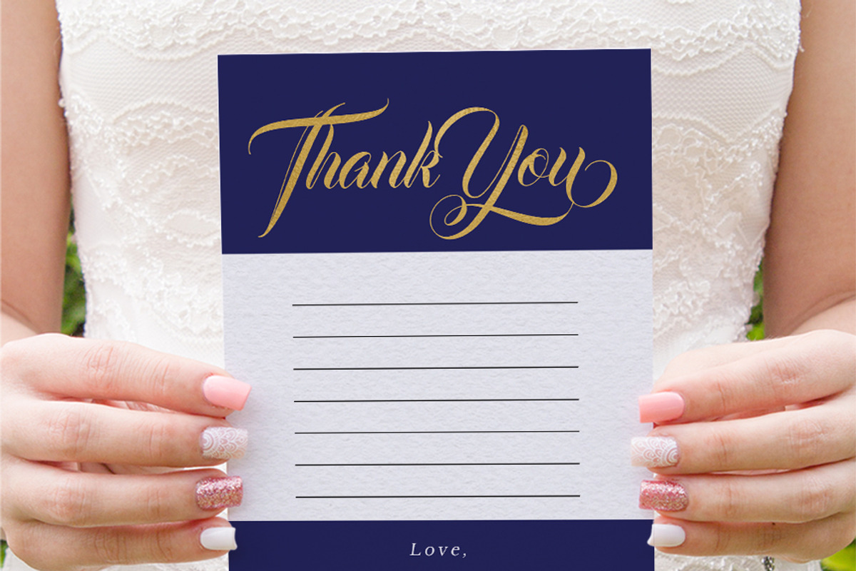 Modern gold blue calligraphy invites, an Invitation Template by Inkpower (Photo 7 of 7)
