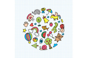 Kids background. little kids drawn, an Illustration by Onyx