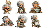 Whimsical Grandma with Kittens PNG, an Illustration by Craft Nest (Thumbnail 8 of 9)