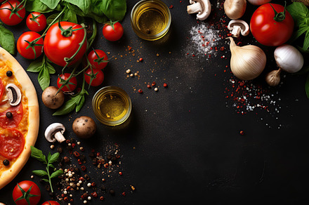 Illustration of tasty homemade pizza with fresh ingredients, a Food & Drink Photo by AlyaAnd