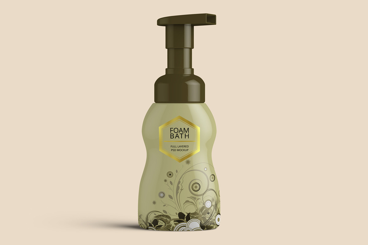 Foaming Cosmetic Bottle Mockup, a Cups & Container Mockup by Digitalphaser (Photo 4 of 8)