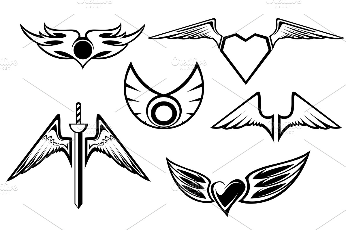 Set of wing symbols, an Object Graphic by Vector Tradition (Photo 2 of 3)