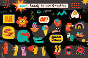 MOODS cartoon modern clipart pack, a Decorative Illustration by Virinaflora (Thumbnail 2 of 10)