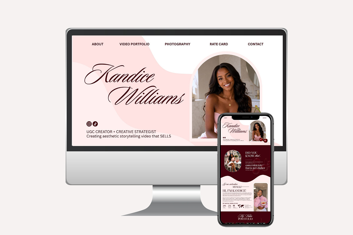 Cherry UGC Portfolio Template Canva, a Landing Page Template by Business Chic (Photo 4 of 5)