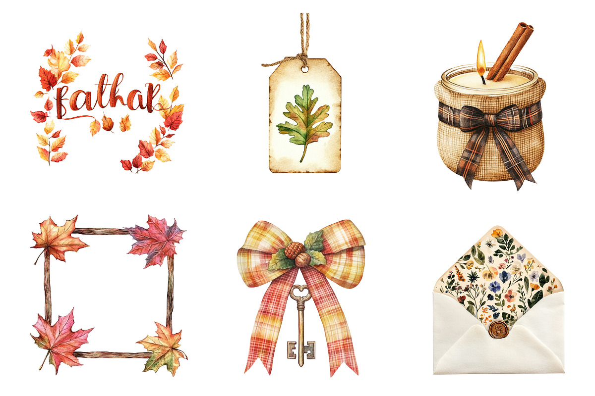 Vintage Fall Decorations Clipart, an Illustration by CreationArt (Photo 2 of 5)