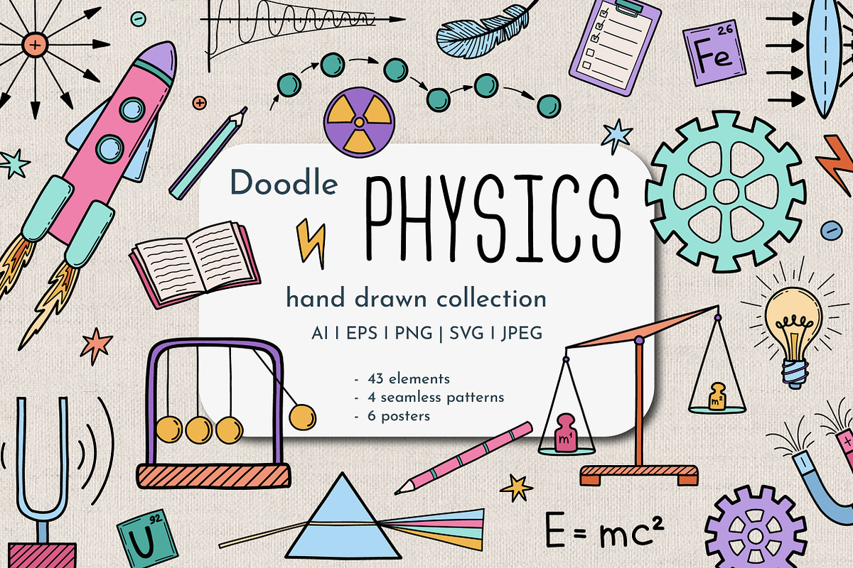 Physics hand drawn collection, an Education Illustration by KathrineWatercolor (Photo 1 of 6)