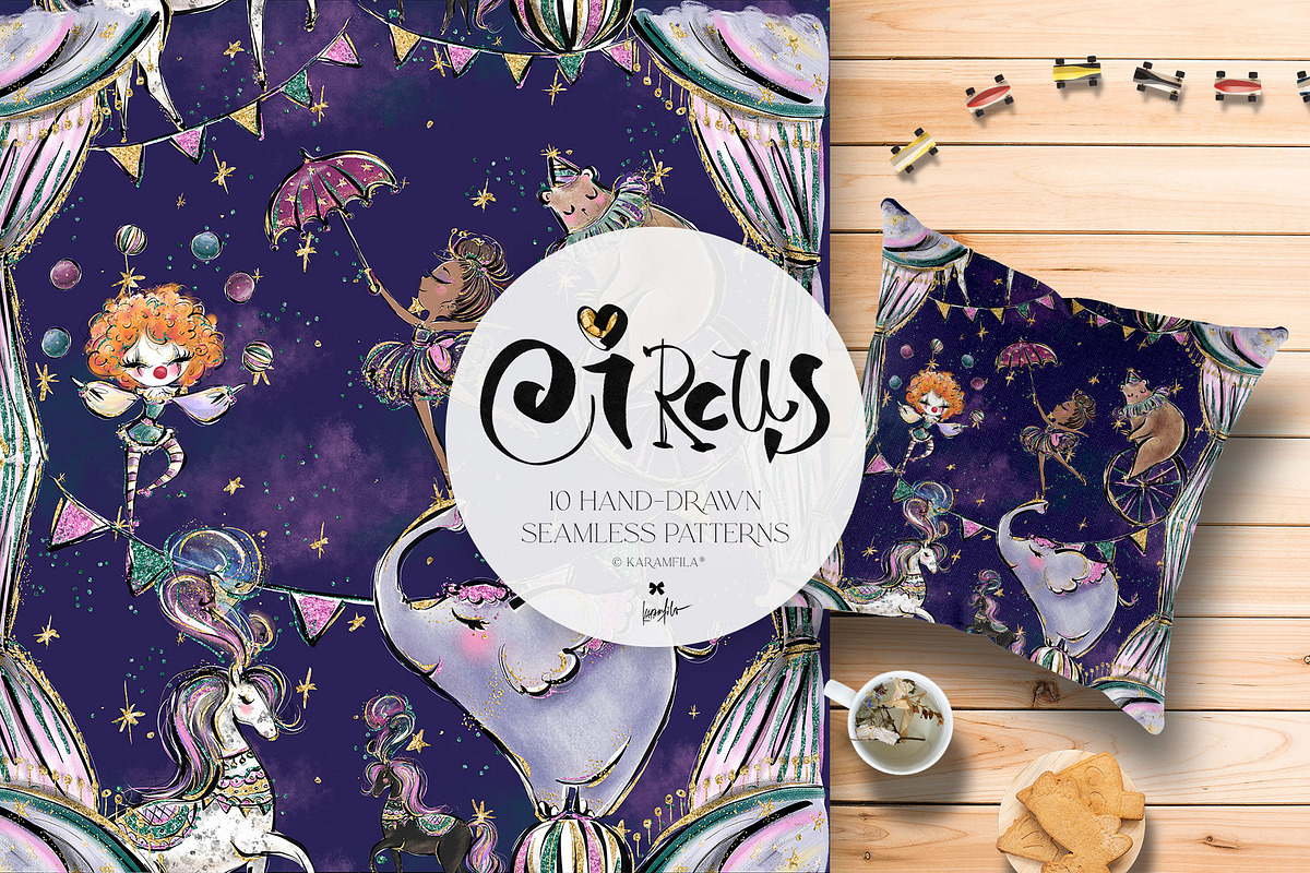 Circus Glitter Seamless Patterns, a Pattern Graphic by KaramfilaS (Photo 7 of 13)