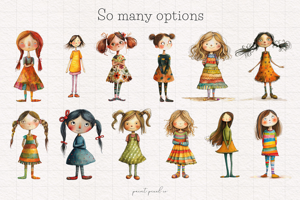 Quirky Girl Clip art, a Person Illustration by PaintPixelCo (Photo 6 of 10)