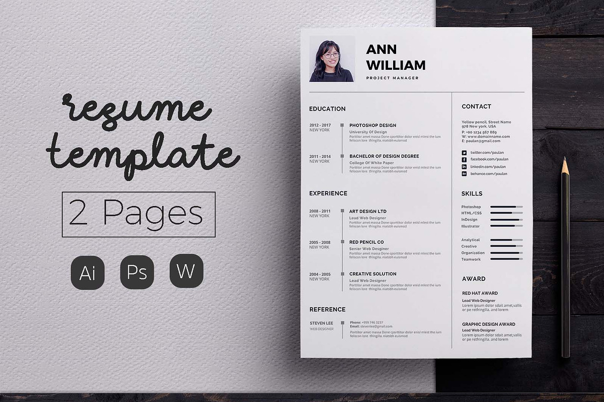 Vol.35 Resume & CV Template, a Resume Template by Hito Graphic (Photo 1 of 8)