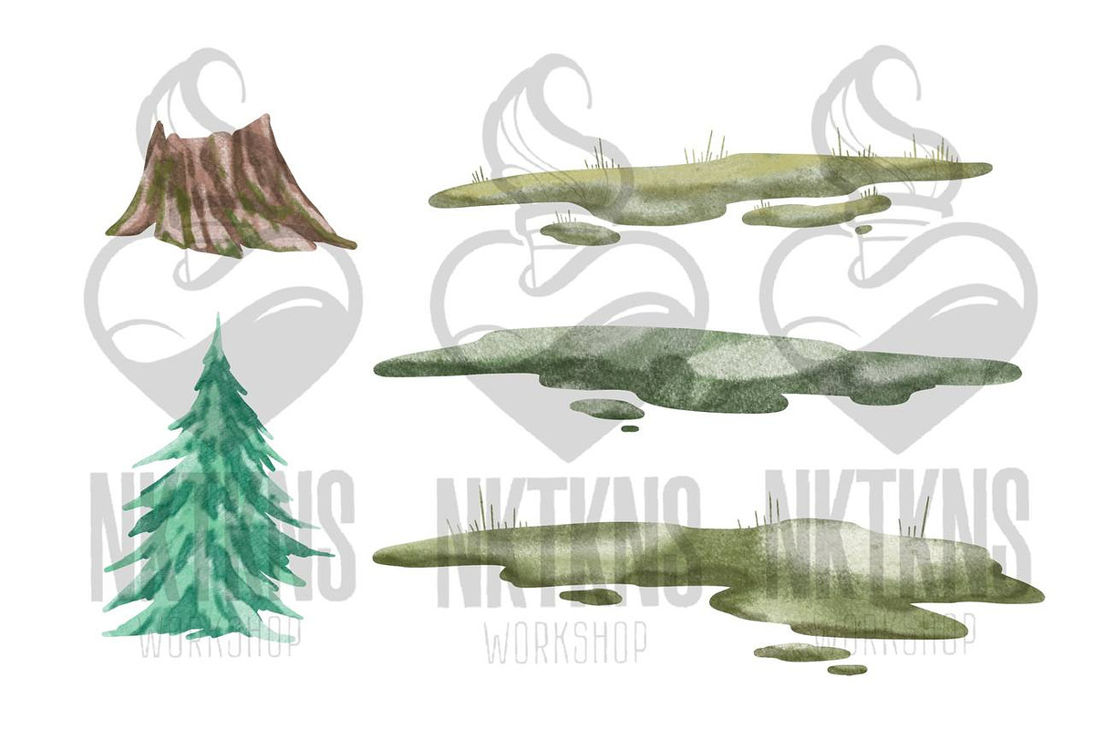 Forest Watercolor Woods Pine Tree, an Illustration by NKTKNS (Photo 3 of 7)