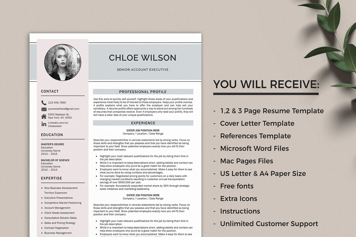 Modern Resume Template Word, a Resume Template by Klamp Studio (Photo 8 of 10)