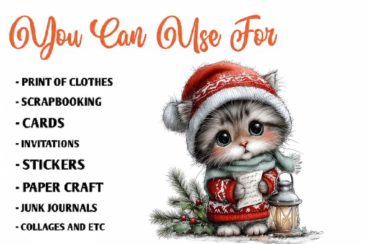 Jolly Christmas Kitten Clipart, a Seasonal Illustration by CreationArt (Photo 5 of 7)