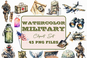 Watercolor Military Clipart (PNG)