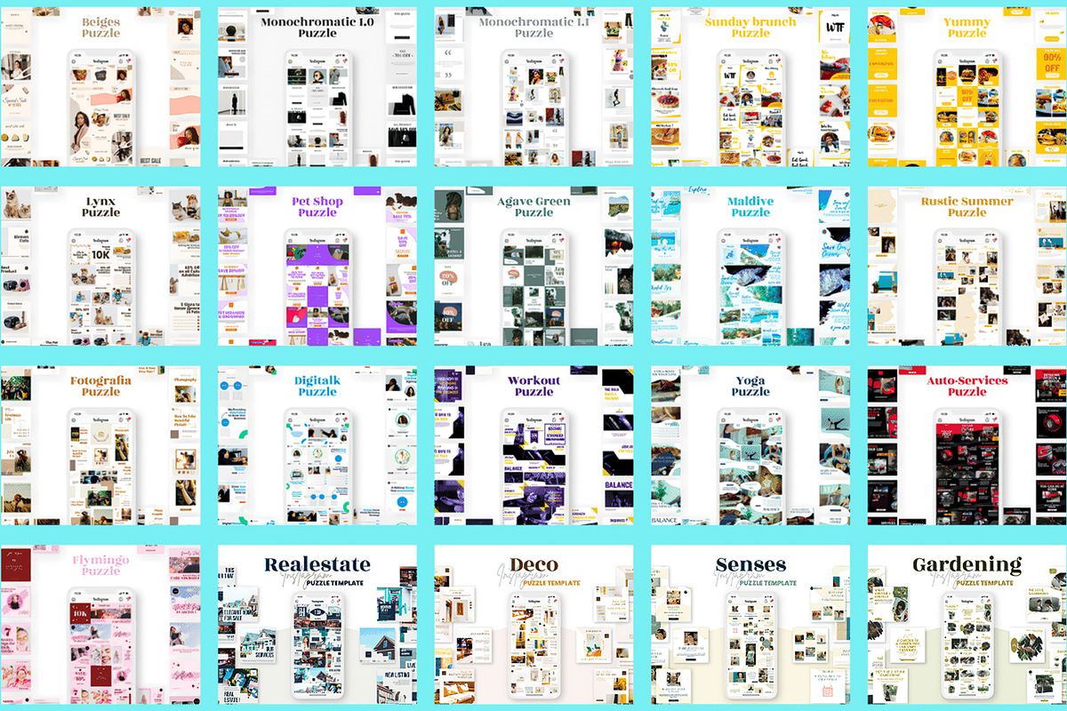 450 Instagram Puzzle Templates, a Social Media Template by ResumeFabs (Photo 4 of 4)