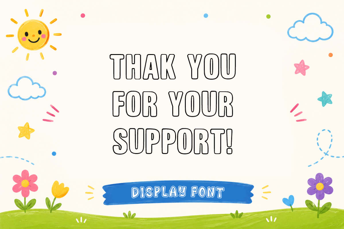 Bold Outline - Kids Display Font, a Sans Serif Font by KiddoGlyphs Studio (Photo 3 of 3)