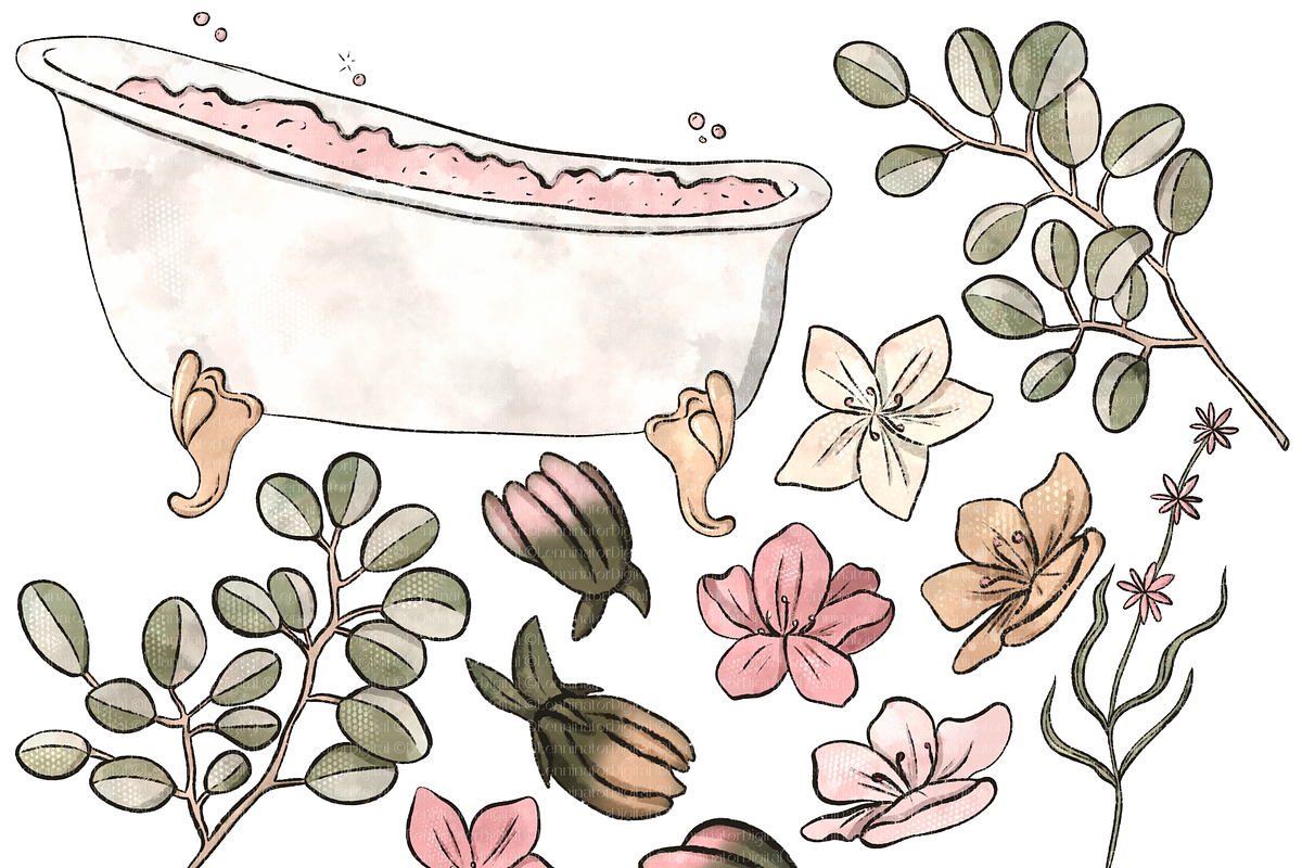Watercolor Spa Wellness Clipart PNG, a Healthcare Illustration by Lenninator Digital (Photo 5 of 10)
